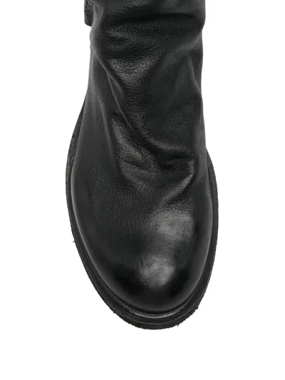 As98 Ruched Leather Ankle Boots In Black