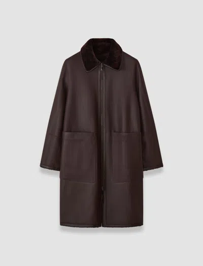 Joseph Caspian Soft Shearling Reversible Coat In Brown