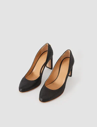 Joseph Alette Snake Texture Leather Heeled Pumps In Black