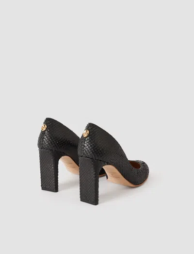 Joseph Alette Snake Texture Leather Heeled Pumps In Black