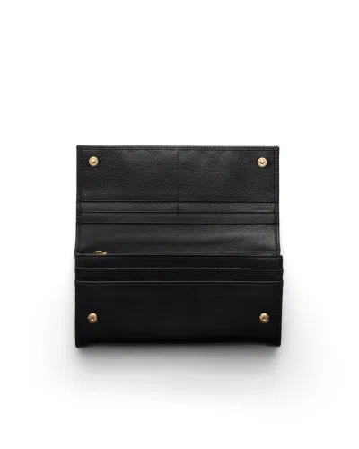 Prada Large Leather Wallet In Black