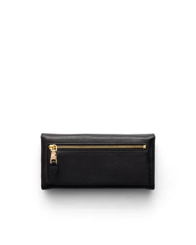 Prada Large Leather Wallet In Black