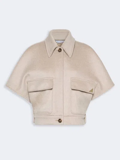 Max Mara Dream Button-up Cape Jacket In Gray