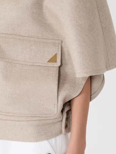 Max Mara Dream Button-up Cape Jacket In Gray