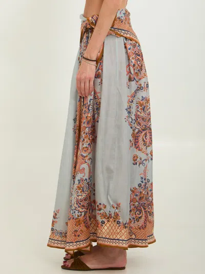 Zimmermann Mahon Waisted Maxi Dress With All-over Paisley Pattern In Blue