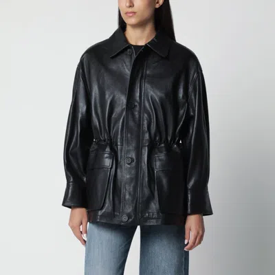 Arma Black Maeve Leather Drawstring Jacket In Black