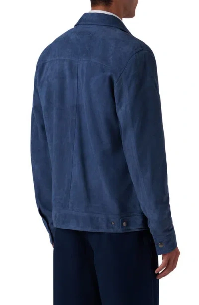 Bugatchi Suede Zip Bomber Jacket In Blue