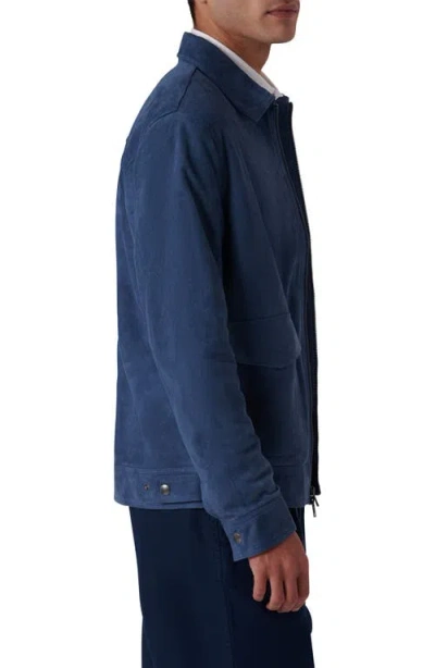 Bugatchi Suede Zip Bomber Jacket In Blue