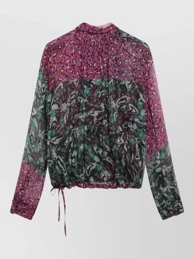 Dries Van Noten Multicolor Silk Blouse With Statement Pattern In Pink