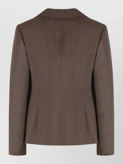 Fendi Wool Mohair Tailored Blazer Notched Collar In Brown