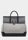 VERSACE Palazzo Leather and Canvas Bag