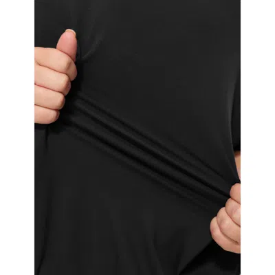 Bloomchic Supersoft Stretchy V-neck Plain T-shirt In Black