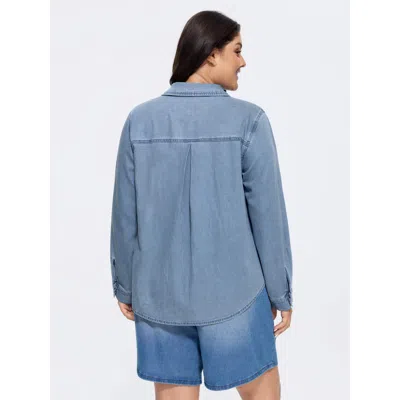 Bloomchic Button-down Pockets Denim Jacket In Multi