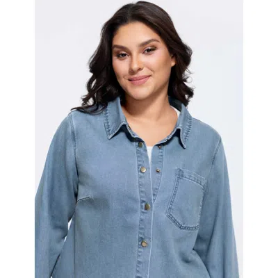 Bloomchic Button-down Pockets Denim Jacket In Multi
