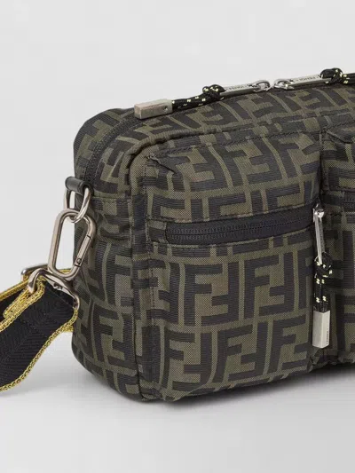 Fendi Mini Camera Case In Superlight Ff Zucca Technical Fabric With Adjustable Strap In Gray