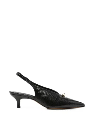 Maje Pointed Embossed Leather Slingbacks In Multi