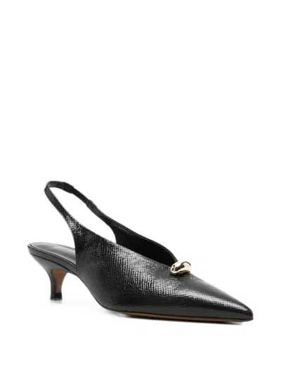 Maje Pointed Embossed Leather Slingbacks In Multi