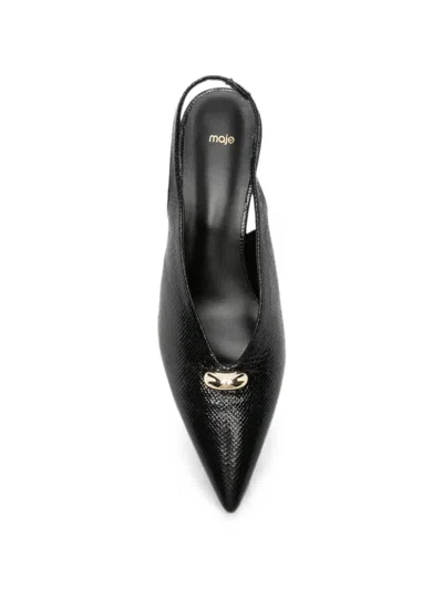 Maje Pointed Embossed Leather Slingbacks In Multi