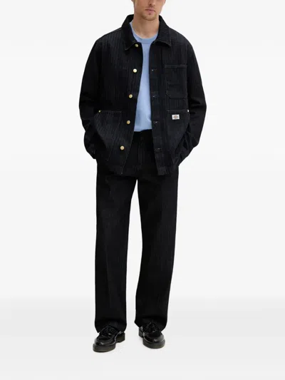 Dickies Selvedge Herringbone-pattern Denim Jacket In Black