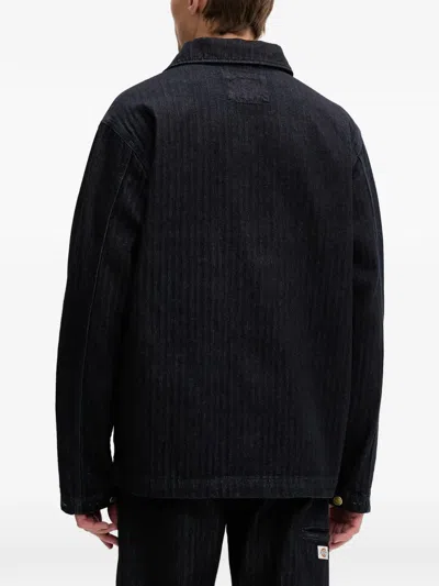 Dickies Selvedge Herringbone-pattern Denim Jacket In Black