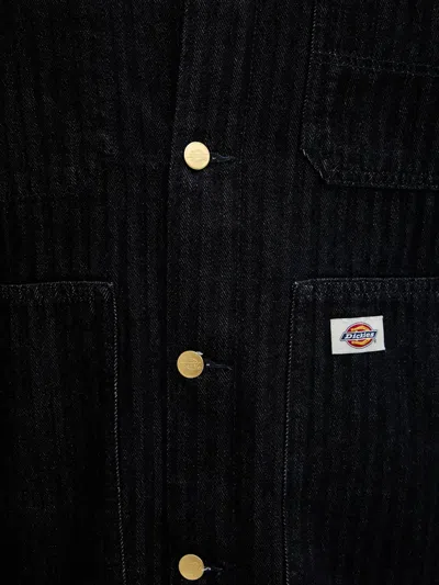 Dickies Selvedge Herringbone-pattern Denim Jacket In Black