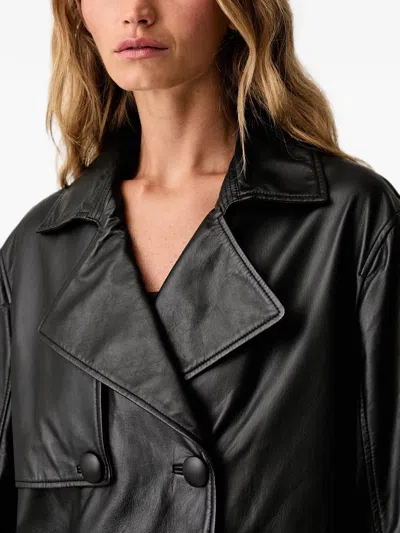 Armani Exchange Double-breasted Leather Jacket In Multi