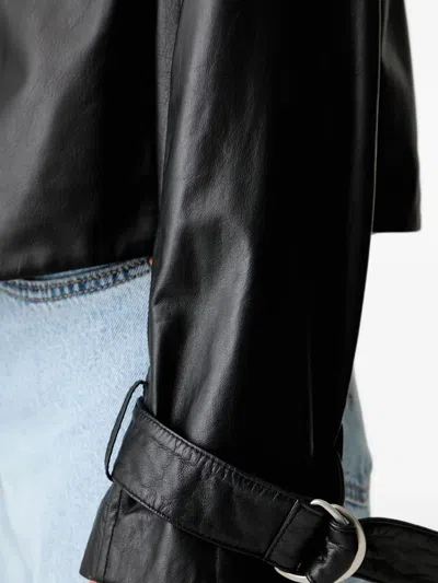 Armani Exchange Double-breasted Leather Jacket In Multi