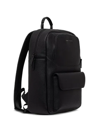 Armani Exchange Logo-detail Grained Backpack In Black