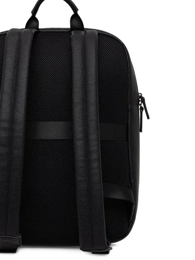 Armani Exchange Logo-detail Grained Backpack In Black