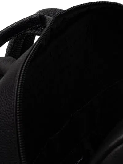 Armani Exchange Logo-detail Grained Backpack In Black