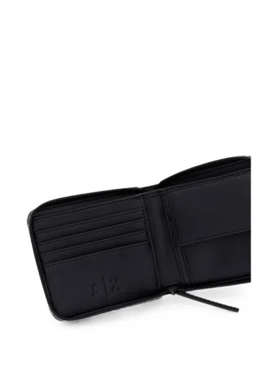 Armani Exchange Logo-debossed Zip-around Wallet In Black