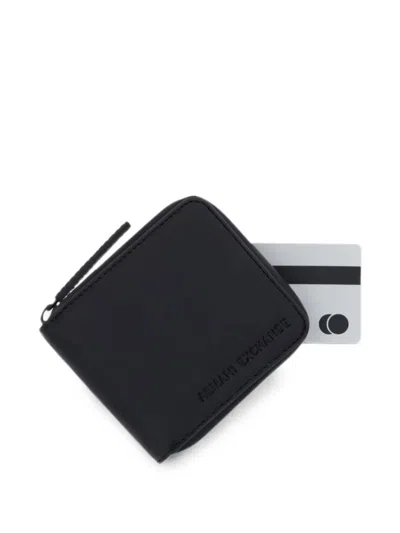 Armani Exchange Logo-debossed Zip-around Wallet In Black