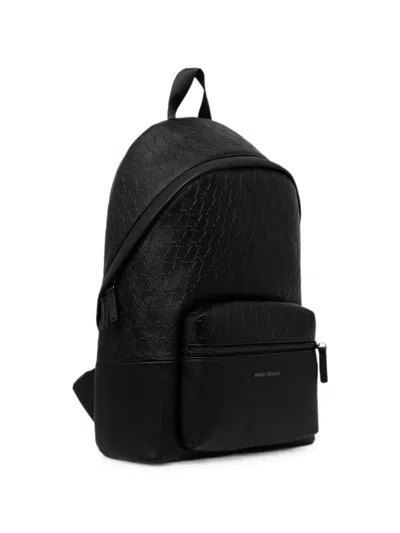 Armani Exchange Logo-embossed Front-zip Backpack In Black
