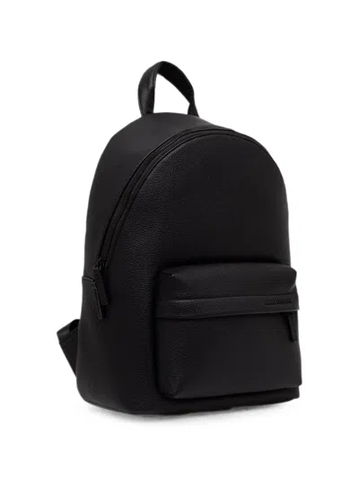 Armani Exchange Logo-plaque Pebbled Backpack In Black