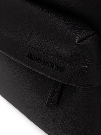 Armani Exchange Logo-plaque Pebbled Backpack In Black