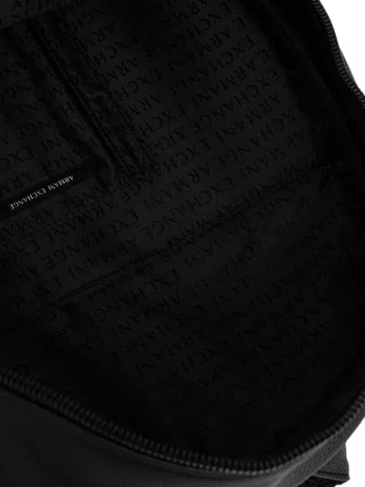 Armani Exchange Logo-plaque Pebbled Backpack In Black