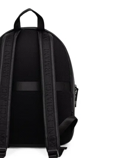 Armani Exchange Logo-plaque Pebbled Backpack In Black