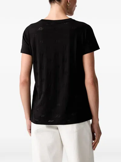 Armani Exchange Devoré-effect T-shirt In Black