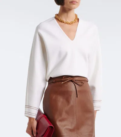 Max Mara Mxmundici Wool Blend Sweater In White
