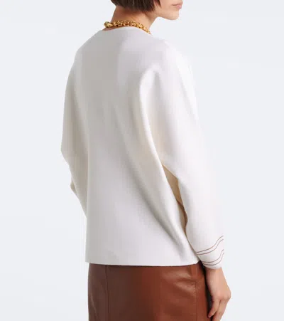 Max Mara Mxmundici Wool Blend Sweater In White