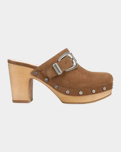 Veronica Beard Larken Suede Platform Clogs In Brown