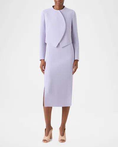 Akris Hynora Wool Crepe Asymmetric Jacket In Multi