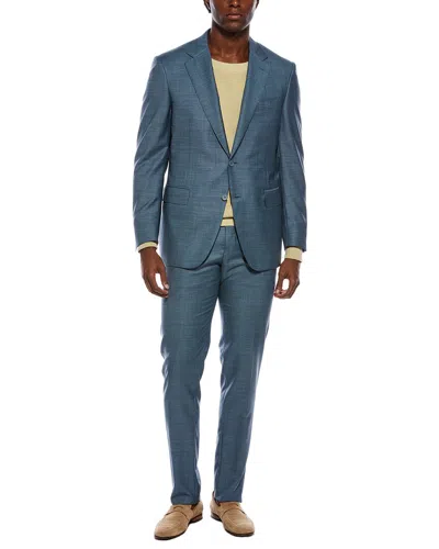 Canali 2pc Wool Suit With Flat Front Pant In Multi