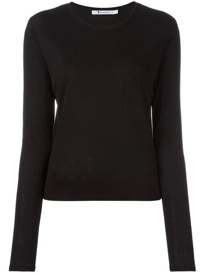 Alexander Wang T Classic Cropped Long Sleeve Tee In 001 Black