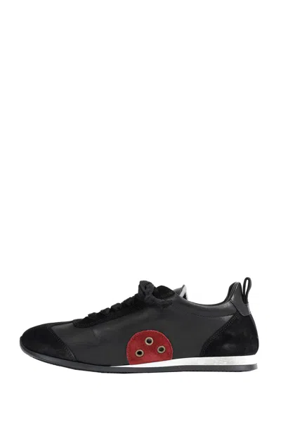 Uma Wang Suede-panelled Lace-up Sneakers In Black