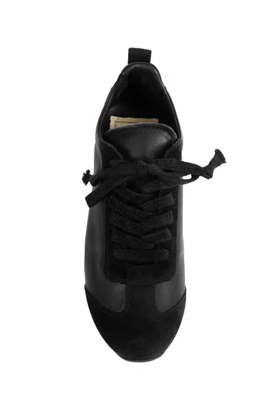 Uma Wang Suede-panelled Lace-up Sneakers In Black