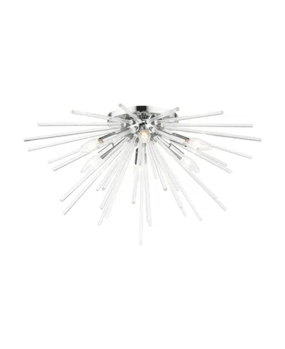 Livex Utopia 6 Lights Flush Mount In White