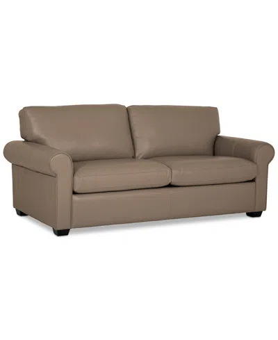Macy's Orid 77" Full Roll Arm Leather Sleeper, Created For  In Brown