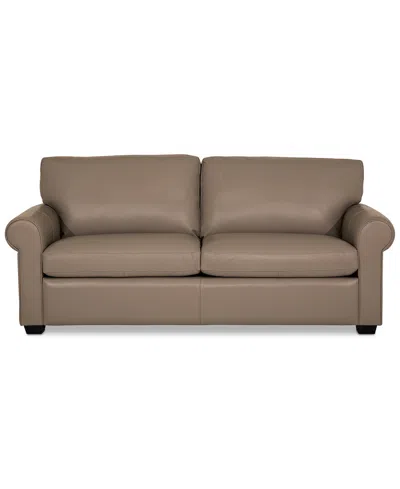 Macy's Orid 77" Full Roll Arm Leather Sleeper, Created For  In Brown