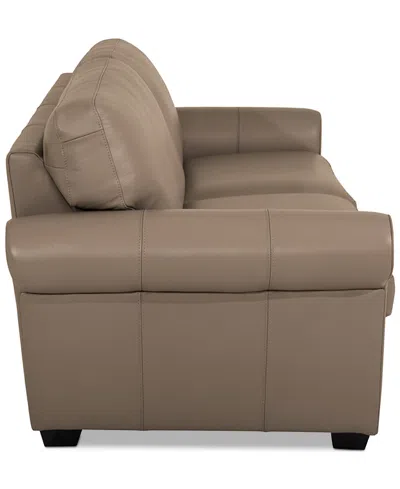 Macy's Orid 77" Full Roll Arm Leather Sleeper, Created For  In Brown